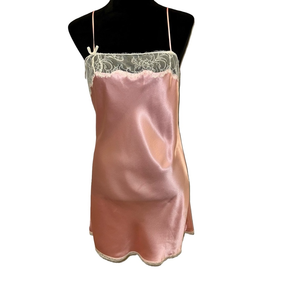 Victoria's Secret Pink Satin & Ivory Lace Chemise